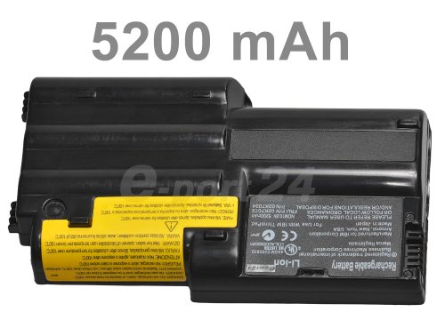 Notebook 5200mAh Batterie d’ordinateur portable pour IBM Lenovo Thinkpad T30 Serien compatible avec 02K7034 02K7037 02K7038 02K7050 02K7051 02K7073 FRU 02K7072. D’e-port24®