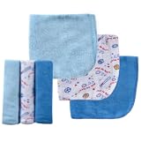 Luvable Friends 6 Pack Washcloths, Blue