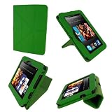 rooCASE Origami Dual-View (Green) Vegan Leather Folio Case Cover for Amazon Kindle Fire HD 7 Inch Tablet  - Support Landscape / Portrait / Typing Stand / Auto Sleep and Wake