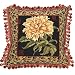 123 Creations C268.16x16 inch Peony with Leopard Border Needlepoint Pillow - 100 Percent Wool