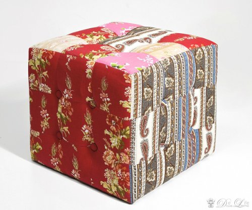 Sitzwürfel Patchwork 40x40 cm Mehrfarbig Sitzhocker Quadratisch