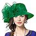 VECRY Lady Derby Dress Church Cloche Hat Bow Bucket Wedding Bowler Hats (Green, Medium)