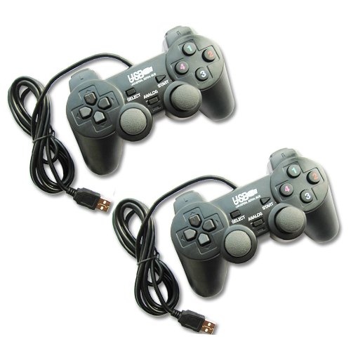 2 x USB PC Computer Double Shock Game Controller Joystick