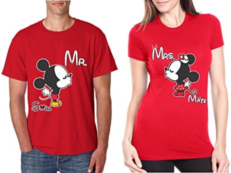 Allntrends Couple T Shirt Mr Mrs Soul Mate (Women M Man XL, Red)