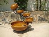 Honey Ceramic Solar Cascade Fountain