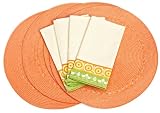 DII Summer Citrus Braided Placemat and Orange Zest/Summer Citrus Print Napkins, Set of 8