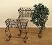 Mediterranean Designed Collection Metal/Wood Metal PLANT STAND in Set of 2
