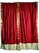 2 Window Drapes Ruby Red Beige Border Silk Sari Curtais Drapes Panels84"