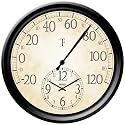 Springfield Precision Instruments Decorative 14-Inch Patio Thermometer with Clock