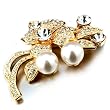 Valentines Day Gifts Elegant Golden Crystal Floweres Brooch Pin