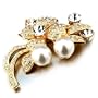 Elegant Golden Crystal Floweres Brooch Pin