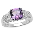 2.30 Carat Genuine Amethyst & White Topaz Silver Ring
