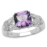 2.30 Carat Genuine Amethyst & White Topaz Silver Ring