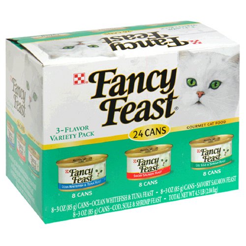 Fancy Feast Gourmet Cat Food 3-Flavor Loaf Variety Pack, 24-Count Cans (Pack of 2)