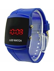 Top Brand Unisex Fashion Quartz Wrist Watch Colorful Plastic Red LED Sport Digital Color Blue