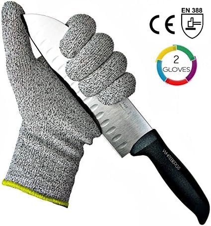Cut Resistant Gloves Level 5 by WHITEBERGS. Protects your Hands from Knives, Mandolines and Graters. for Cutting Meat, Filleting Fish or Shucking Oysters