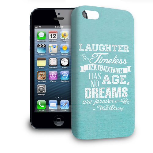 Phone Case For Apple iPhone 5 – Aqua Laughter is Timeless Walt Disney Quote Hardshell Wrap-Around