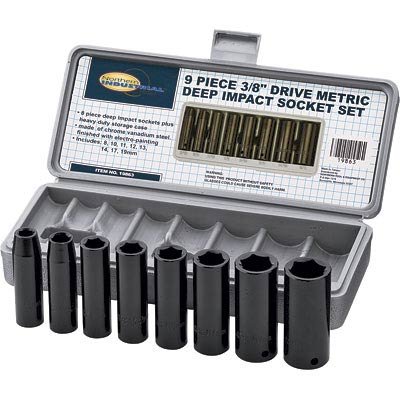 Northern Industrial Metric Deep Well Sockets - 3/8in. Drive, 8-Pc. Set