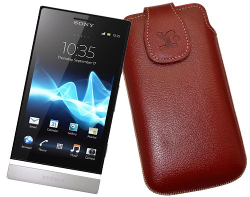 Suncase Original Tasche f&uuml;r Sony Xperia P vollnarbiges-rot Preisvergleich
