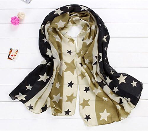 Girls Women Multi Pattern Spring Autumn Silk All-match Wrap Scarf Neckerchief 06 Pentagram