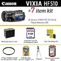 Canon VIXIA HF S10 Dual Flash Memory High Definition Camcorder With Ultimate Vixia Accessory Package Includes Protective UV Filter, 8GB Memory, Tripod, Pro Hard Case + More