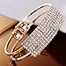 ZPS Fashion Lady Elegant Bangle Wristband Bracelet Crystal Cuff Bling Gift (Gold)