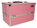 Beautify - Professional Large Cotton Candy Pink Aluminium 8 compartment Beauty Box Cosmetics & Make Up Case
