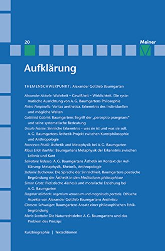 Alexander Gottlieb Baumgarten: Sinnliche Erkenntnis in der Philosophie des Rationalismus. Aufklärung, Band 20 (German Edition)