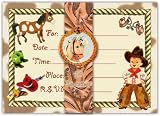 Dolce Mia Western Tots Cowboy Party Invitations - 10 pack fill-in cards