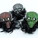 Halloween Glitter Skull Ornaments Decorations with Faux Diamond Eyes, Set of 3 Colors