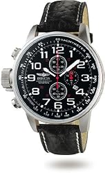 Stainless Steel Lefty Force Chronograph Black Dial Leather Strap