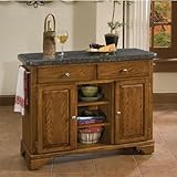 Salmon Granite Top on Oak Cabinet by Home Styles - Medium Wood (9300-1065)