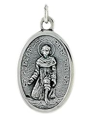 Sterling Silver Saint Peregrine Medal Pendant 1 X 5/8 inch (24 mm X 16 mm).