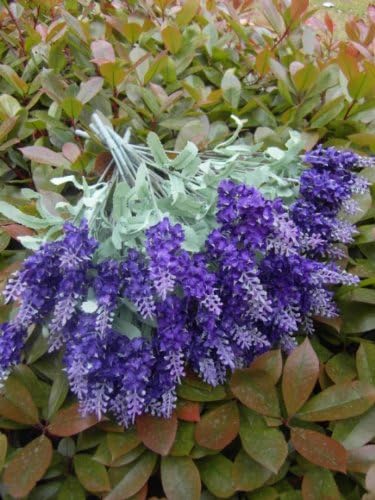 ELEFAN Artificial Provence Lavender Bridal Wedding Bouquet Latex Silk Flower Bouquets 10pcs (deep purple (lot of 10pcs))