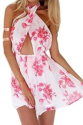 Sexy General Print Halter Polyester Backless Cocktail Club Dress/Party Dress/Jumpsuit 