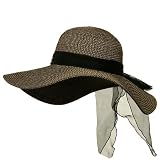 Ribbon Band ML Wide Brim Straw Hat - Black W35S25D