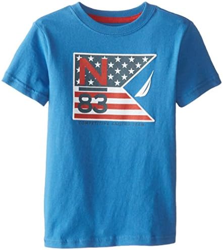 Nautica Little Boys' N83 Flag Graphic T-Shirt, Blue Wasp, 5