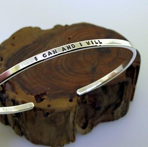 I CAN AND I WILL, Sterling Silver Cuff Bracelet
