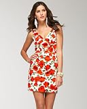 bebe Printed V Neck Flower Dress