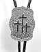 Three Crosses Silver-tone Enamel Pewter Religious Bolo Tie