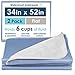 2 Pack of Waterproof Bed Pads, 34 x 52 Inches - Super Absorbent Large Mattress Sheet Protector Underpads