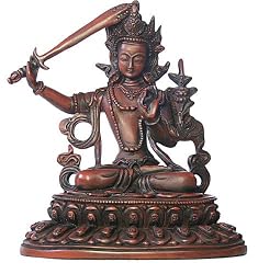 Manjusri Wisdom and Awareness Statue, Aged Red