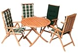 Gartenmöbel-Set aus Holz mit 4 Klappstühlen u. Auflagen