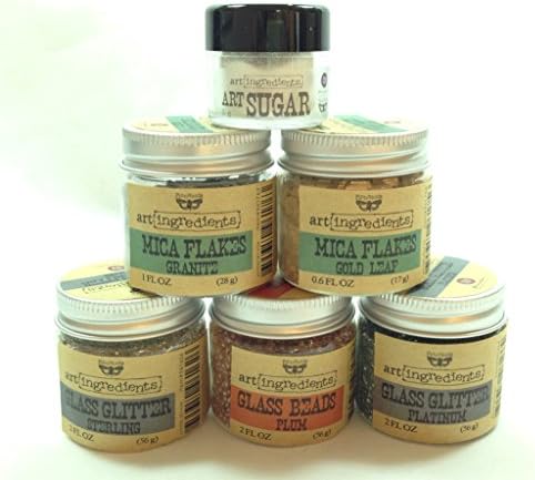 Summer 2014 Prima Marketing New Releases: 6 jars of Art Ingredients for Mix-Media products: Glass Glitter, Beads, Mica, Sugar