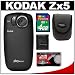 Kodak Playsport ZX5 Waterproof Pocket 1080p HD Video Camera Camcorder (Black) with 4GB Card + Case + Accessory Kit