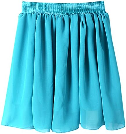 AM CLOTHES Womens Tall Waist Double-layer Chiffon Short Skirts One Size Light Blue
