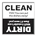 Guajolote Prints Dishwasher Magnet, Strong Clean and Dirty Sign, Minimalist Style, Black and White, 1 Count, Metal, 2.5 x 2.5 inches