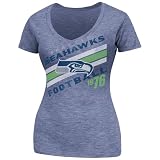 NFL Seattle Seahawks Victory Play IV Women's V-Neck T-Shirt, Navy Melange, Medium at Amazon.com