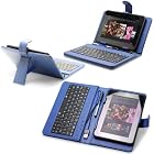 Fosmon Leather Case with USB Keyboard and Stylus and Micro USB Adapter for Google Nexus 7 Tablet - Dark Blue