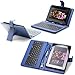 Fosmon Leather Case with USB Keyboard and Stylus for Zeepad 7.0 - Dark Blue